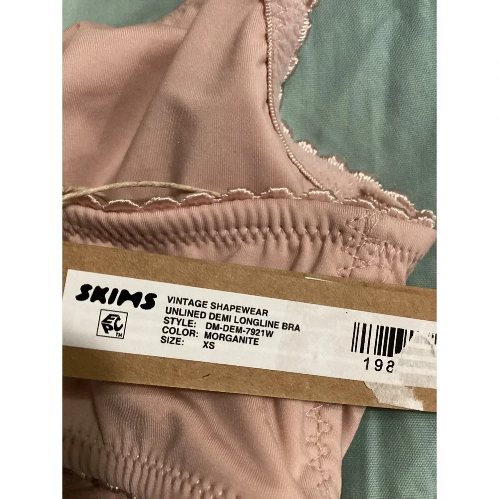SKIMS Shapewear Unlined Demi Longline Bra Morganite Pink XS - Picture 3 of 4